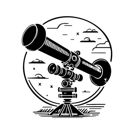 Soar telescope Icon hand draw black colour space logo vector element and symbol perfect.のイラスト素材