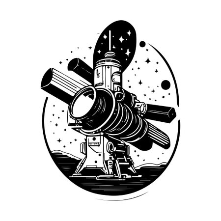 Space telescope Icon hand draw black colour space logo vector element and symbol perfect.のイラスト素材