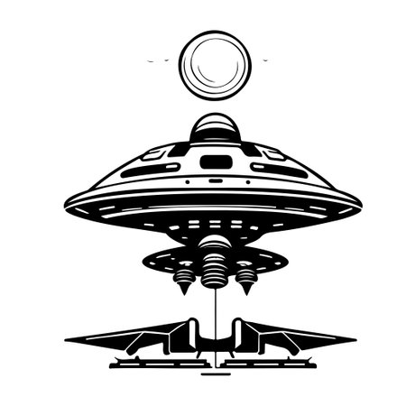 Ufo Icon hand draw black space logo vector element and symbol perfect.のイラスト素材