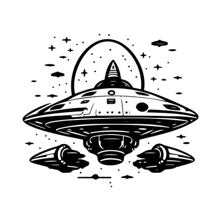 Ufo Icon hand draw black space logo vector element and symbol perfect.のイラスト素材