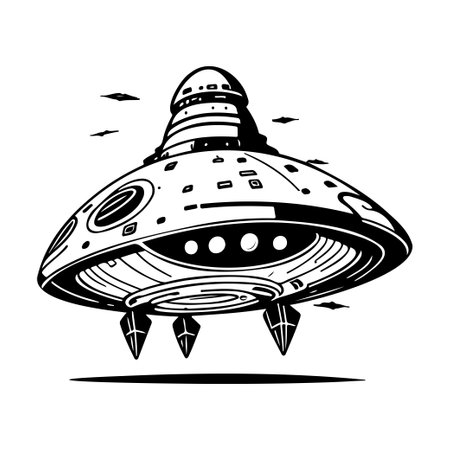 Ufo Icon hand draw black space logo vector element and symbol perfect.のイラスト素材