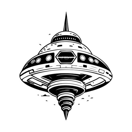 Ufo Icon hand draw black space logo vector element and symbol perfect.のイラスト素材