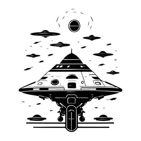 Ufo Icon hand draw black space logo vector element and symbol perfect.のイラスト素材
