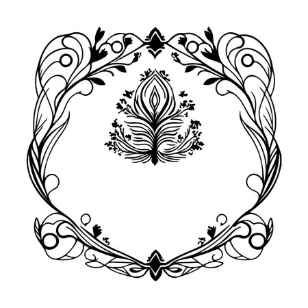 wedding invite batik ornaments design element illustration sketch blackのイラスト素材