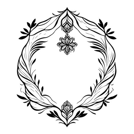 wedding invite batik ornaments design element illustration sketch blackのイラスト素材