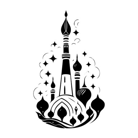 Minaret icon hand draw black colour ramadhan logo vector element and symbolのイラスト素材
