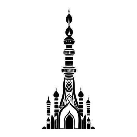 Minaret icon hand draw black colour ramadhan logo vector element and symbolのイラスト素材