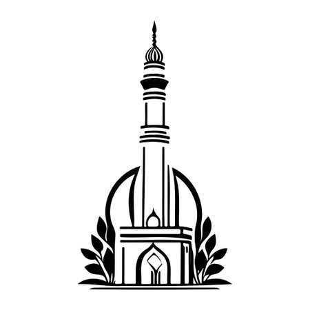 Minaret icon hand draw black colour ramadhan logo vector element and symbolのイラスト素材