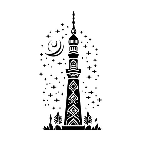 Minaret icon hand draw black colour ramadhan logo vector element and symbolのイラスト素材