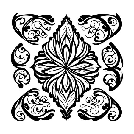 ornament batik royal design Icon hand draw black logo vector element and symbolのイラスト素材