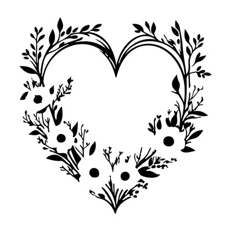 frame love wedding flowers illustration sketch hand draw elementのイラスト素材