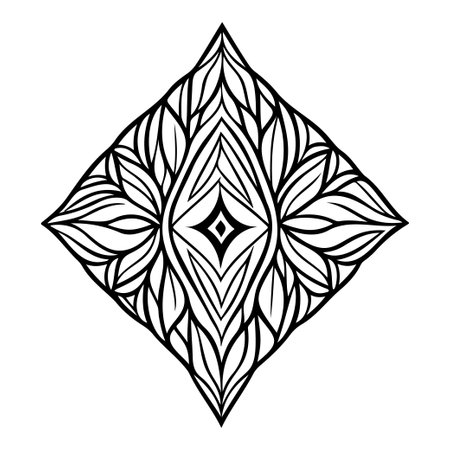 Diamond pattern ornament batik design element illustration sketch blackのイラスト素材