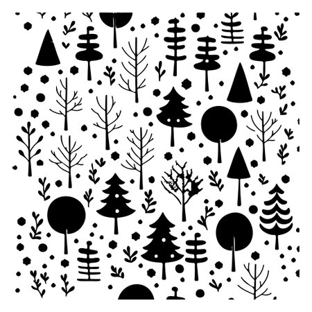 Doodle tree christmas pattern illustration sketch hand draw elementのイラスト素材
