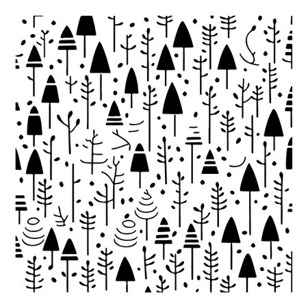 Doodle tree christmas pattern illustration sketch hand draw elementのイラスト素材