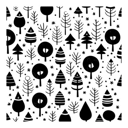 Doodle tree christmas pattern illustration sketch hand draw elementのイラスト素材