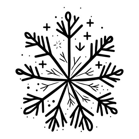 Snowflake Icon hand draw black christmas logo vector element and symbol perfect.のイラスト素材