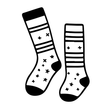 Socks Icon hand draw black christmas logo vector element and symbol perfect.のイラスト素材