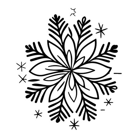 Snowflake Icon hand draw black christmas logo vector element and symbol perfect.のイラスト素材