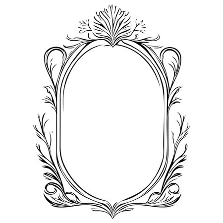 wedding frame ornament vintage illustration sketch hand draw black elementのイラスト素材