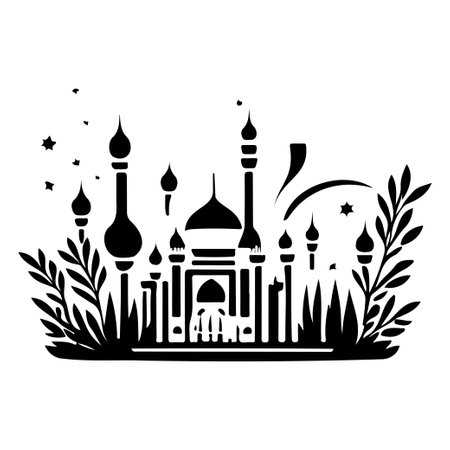 Minaret poster mosque illustration sketch hand draw elementのイラスト素材