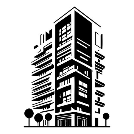 Building apartment illustration sketch hand draw elementのイラスト素材