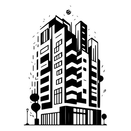 building apartment city illustration sketch hand draw elementのイラスト素材