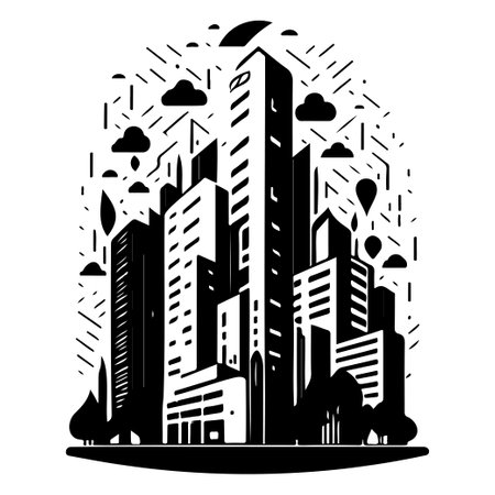 building apartment city illustration sketch hand draw elementのイラスト素材