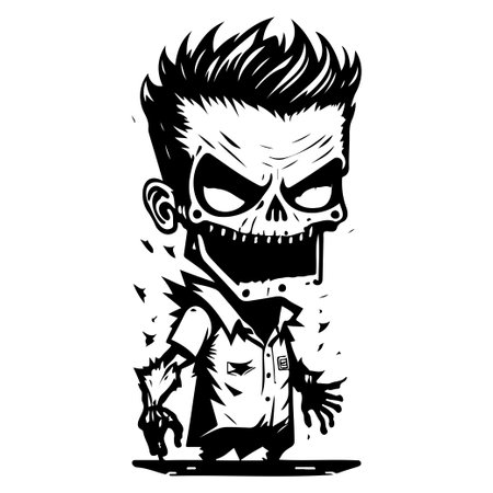 halloween zombie scary illustration sketch hand draw elementのイラスト素材