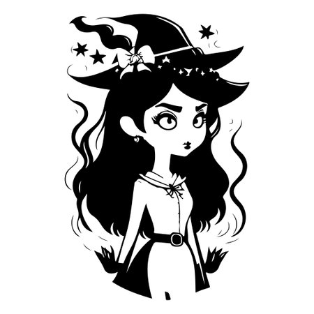 halloween witch scary illustration sketch hand draw elementのイラスト素材