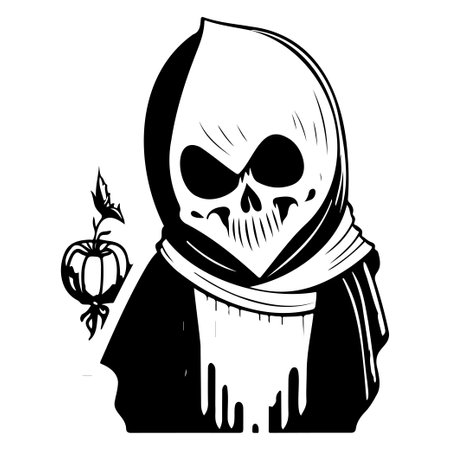 halloween grim reaper scary illustration sketch hand draw elementのイラスト素材