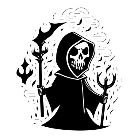 halloween grim reaper scary illustration sketch hand draw elementのイラスト素材
