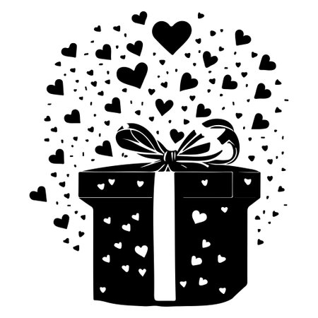 gift box valentine love draw black colour logo vector element and symbolのイラスト素材
