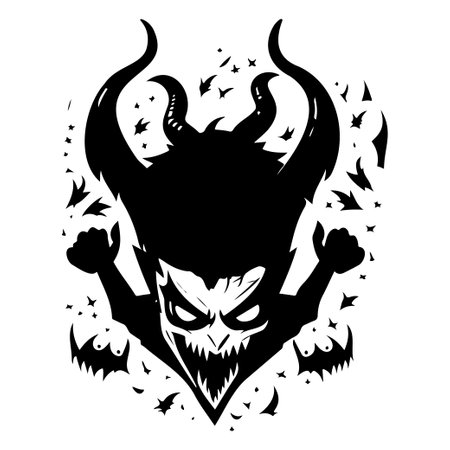 halloween devil scary illustration sketch hand draw elementのイラスト素材