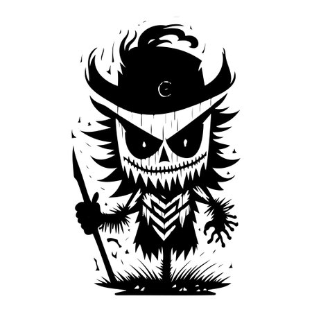 halloween evil scarecrow illustration sketch hand draw elementのイラスト素材