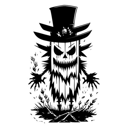 halloween evil scarecrow illustration sketch hand draw elementのイラスト素材