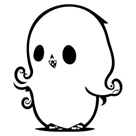 halloween ghost cute illustration sketch hand draw elementのイラスト素材