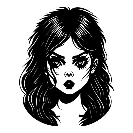 halloween exorcist girl scary illustration sketch hand draw elementのイラスト素材