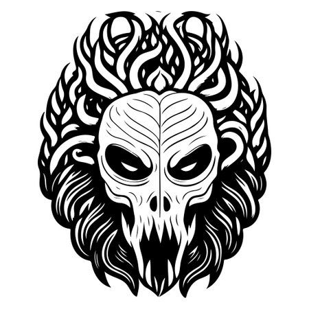 halloween Gorgon mythology scary illustration sketch hand draw elementのイラスト素材