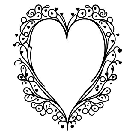 ornament lover heart valentine illustration sketch hand draw elementのイラスト素材