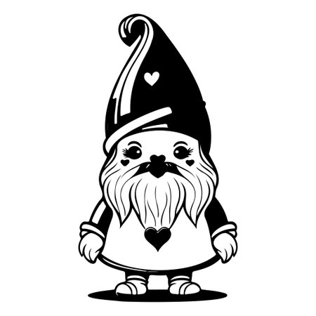gnome love valentine illustration sketch hand draw elementのイラスト素材