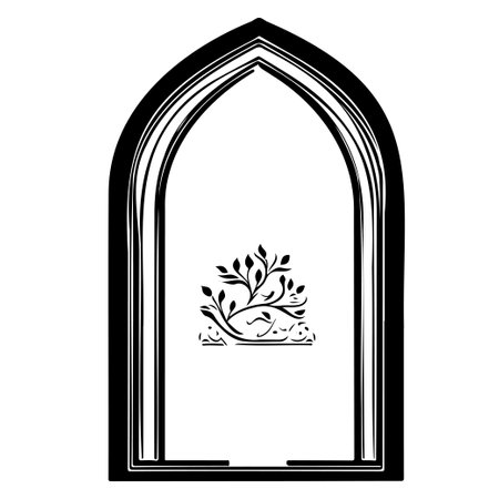 Islamic Window Or Door Arch illustration sketch hand draw elementのイラスト素材