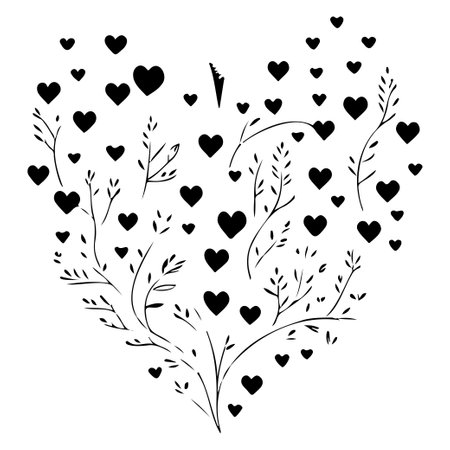 abstract valentine heart illustration sketch hand draw elementのイラスト素材