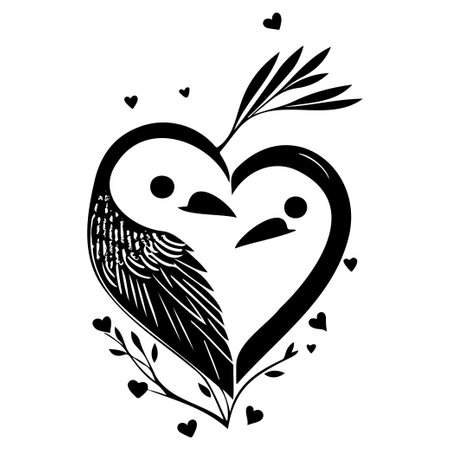 bird valentine heart love illustration sketch draw symbolのイラスト素材