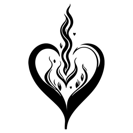 Candle Flame love heart valentine illustration sketch hand draw elementのイラスト素材