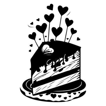Cake Festive Valentine Day Delicious Sweet illustration sketch hand draw elementのイラスト素材