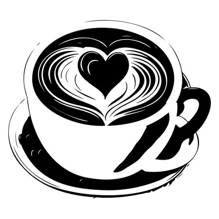A cup of coffee with hearts valentine illustration sketch hand draw elementのイラスト素材