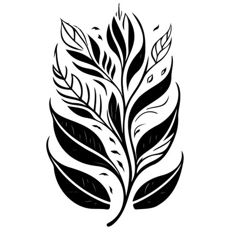 Art Nouveau Leaf Elements illustration sketch draw element blackのイラスト素材