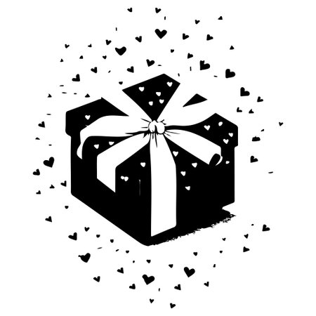 gift box valentine love black colour logo vector element and symbol blackのイラスト素材