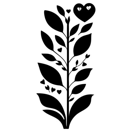 growth flower floral pot valentine illustration sketch draw element blackのイラスト素材