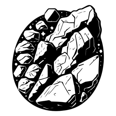 Asteroid stone black doodle outspace symbol illustration sketch hand draw elementのイラスト素材